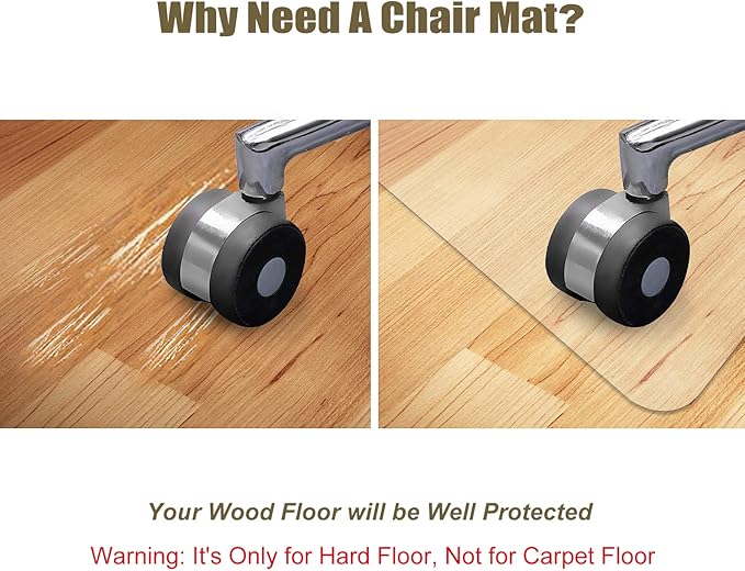 Kuyal Clear Chair mat for Hard Floors 48 x 48 inches Transparent Floor Mats - Image 3