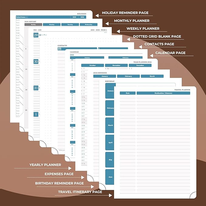 IN-LUXPRO Planner 2026 Daily Weekly and Monthly, 12 Months Spiral Bound - Image 5