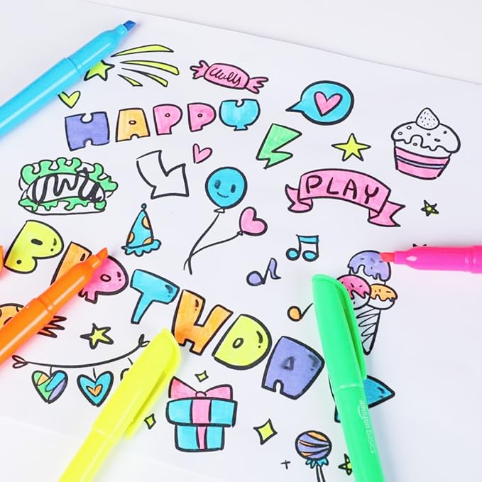 Amazon Basics Highlighters, Fluorescent Ink, Chisel Tip, School Supplies - Image 9