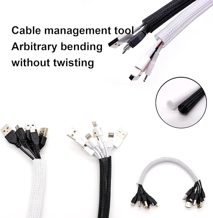 QCSIW 50ft – 1" Split Wire Loom Tubing Cable Sleeve – Braided Cord Protector - Image 5