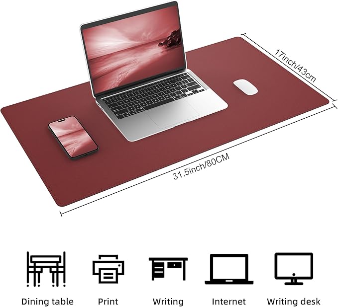 Desk Mat 31.5" x 17" Leather Desk Pad Protector - Image 2