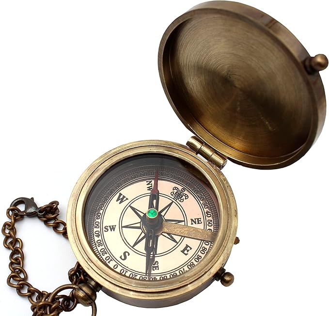 US HANDICRAFTS Home is Wherever Engraved Brass Compass - Image 4