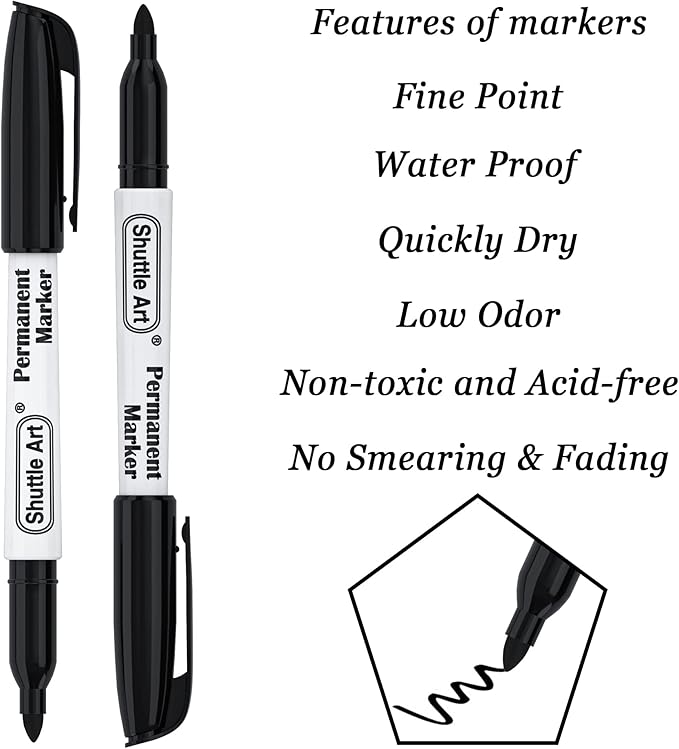 Shuttle Art 100 Pack Black Permanent Markers, Fine Point Permanent Marker Pens - Image 3