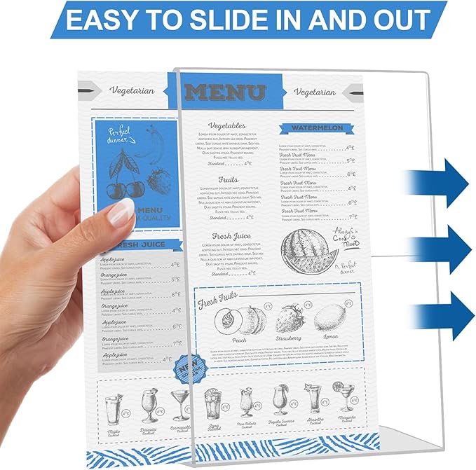 EHWINE 24 Pack 4 x 6 Acrylic Sign Holder, Vertical Slanted Back Paper Holder - Image 4