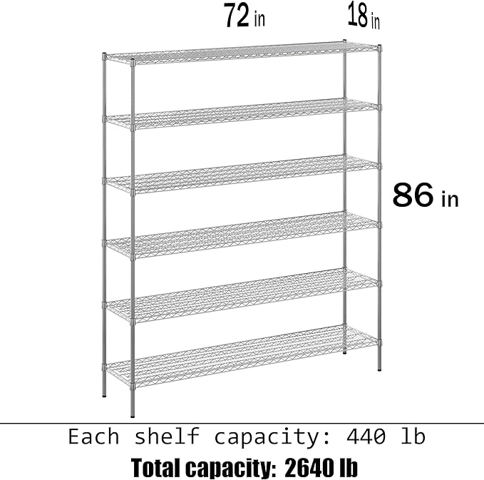 Regal Altair 18" Deep x 72" Wide x 86" Height Wire Shelving Kit | 6-Tier | NSF - Image 3