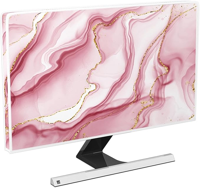 Baocicco Gold Pink Marble Waterproof TV Display Screen Cover 55 Inch TV by Baocicco