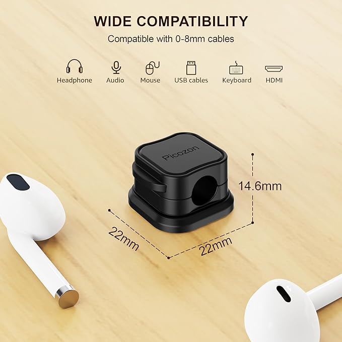 48 Pack Magnetic Cable Clip Organizer Cord Holder, Picozon Adhesive Cable - Image 7