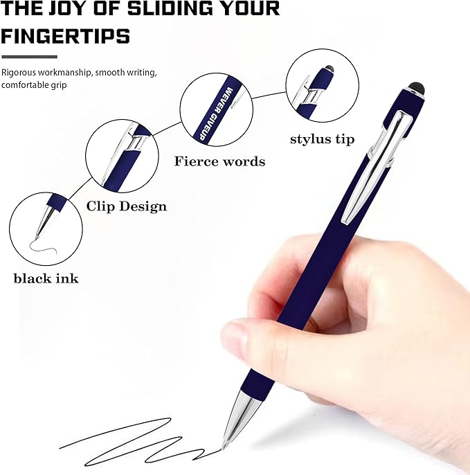 CRME 10pcs Inspirational Blue Pens Ballpoint Set Multi Tool Pens - Image 4
