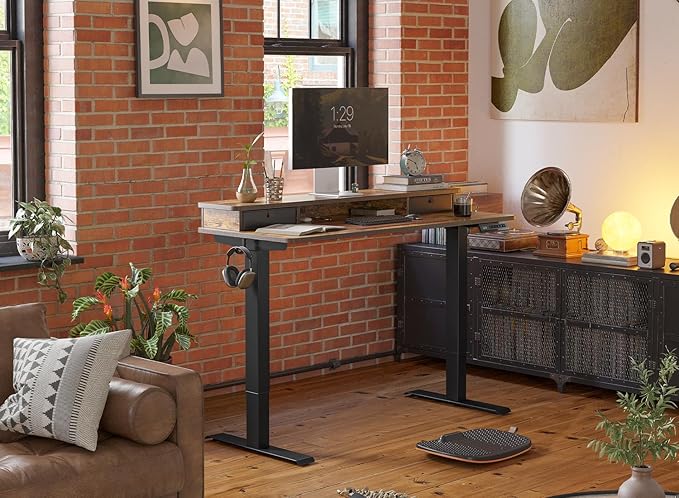 FEZIBO 63 x 28 Inch Deeper Height Adjustable Electric Standing Desk - Image 9