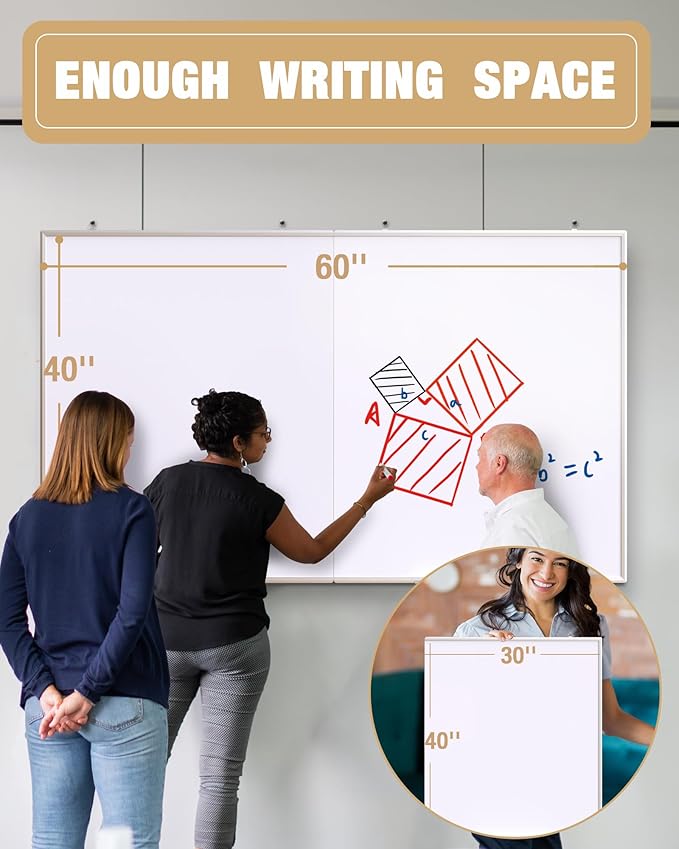 60"X 40" Large Magnetic Dry Erase Whiteboard, Wall Hanging Board - Image 7