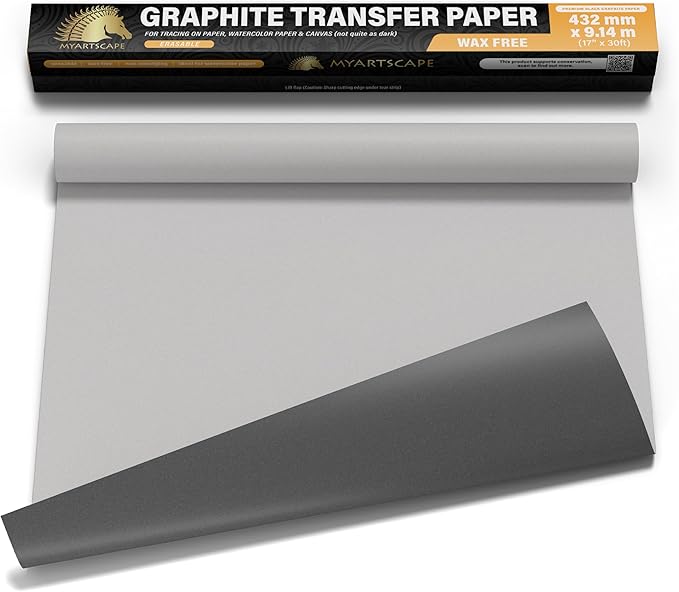 MyArtscape Graphite Transfer Paper Roll, Graphite Paper, Precise Carbon Paper by MyArtscape