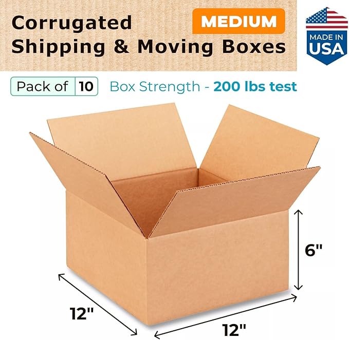 Medium Moving & Shipping Boxes 12x12x6 inches - Image 2