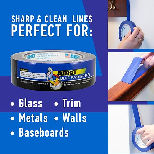 ABRO Blue Painters Tape 2 Inch Wide, 48mm x 55M, All Purpose Blue Tape - Image 6