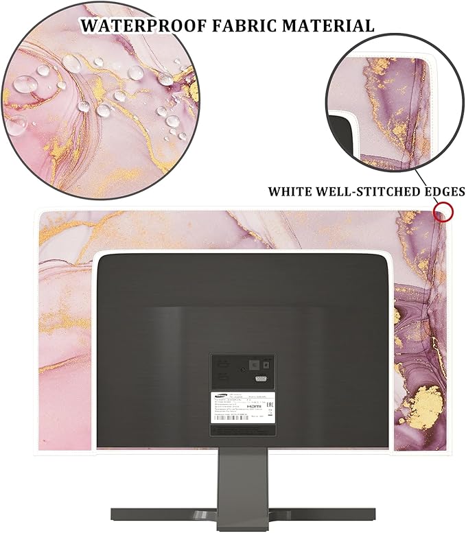 Baocicco Pink Gold Marble Waterproof Screen TV Cover 50, 52 Inch Decorative - Image 3