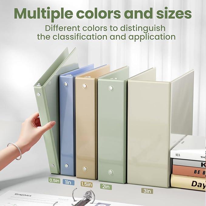 SUNEE 3 Ring Binder 3 Inch 1 Pack, Sage Green - Image 5