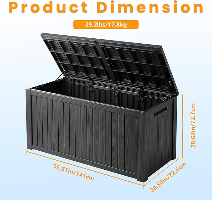 TARKARI 200 Gallon Lockable Resin Deck Box, Waterproof & UV-Resistant Outdoor - Image 2