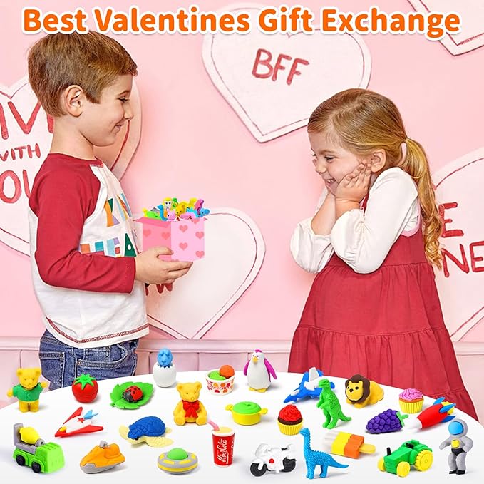 70 Pack Animal Erasers for Kids Bulk Desk Pets Classroom Prizes Treasure Box - Image 2
