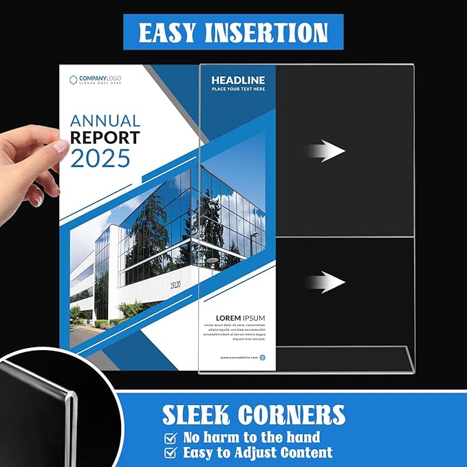 Laerjin 3 Pack Acrylic Sign Holder 8.5 x 11, Slanted Back Sign Holders - Image 4