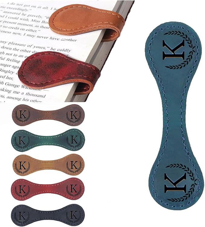Artlaza Personalized Magnetic Leather Bookmark, 26 Letters Custom Leather by Artlaza