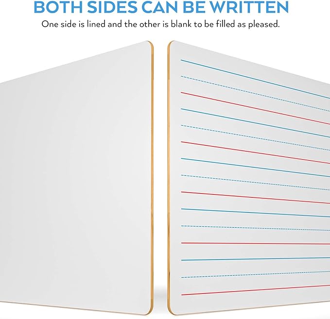 Nicpro Dry Erase Lap Board 9 x 12 inches 2 Pack Ruled Kid Double Sided Blank & - Image 3