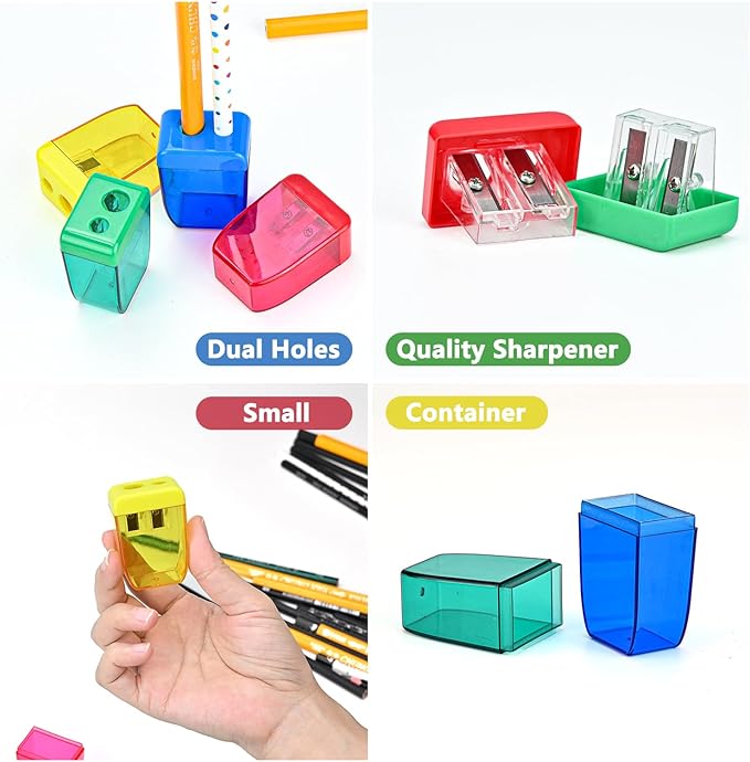 AUSTARK 24Pcs Pencil Sharpener Manual, Small Dual Hole Pencil Sharpeners Bulk - Image 4