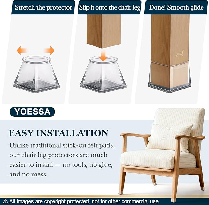 32 Pcs Square Chair Leg Floor Protectors - Image 6