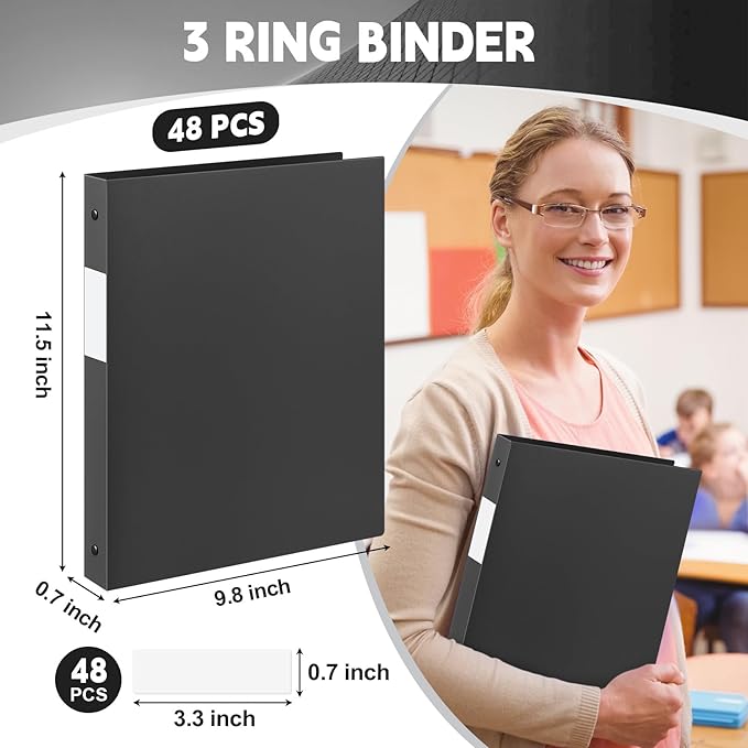 Henoyso 48 Pcs 3 Ring Binder 0.5 Inch Round Fits Letter Size 8.5'' x 11'' Paper - Image 2