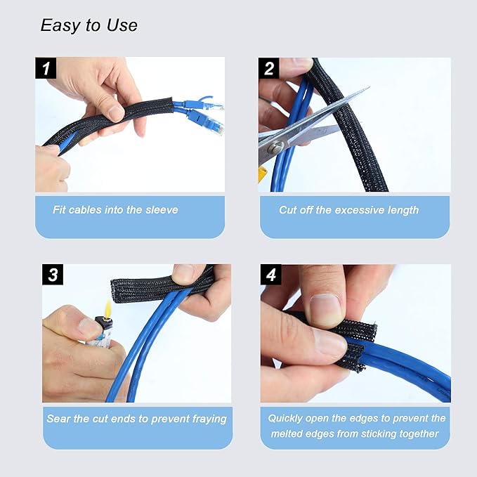 CrocSee 25ft - 1.25 inch Braided Cable Management Sleeve Cord Protector - - Image 6