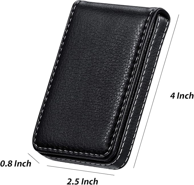Outus 2 Pieces Business Card Holder, PU Leather Business Card Case Pocket Wallet - Image 2