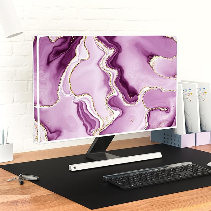 Baocicco Violet Gold Marble Waterproof Computer Monitor Dust Cover 22, 25 Inch - Image 4