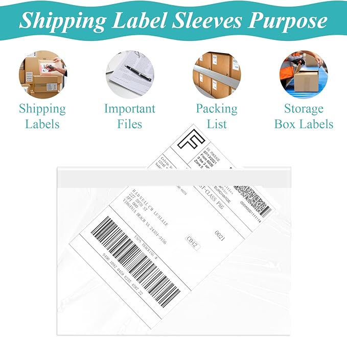 Shipping Label Sleeves, 7.5”×5.5”Self-Adhesive Shipping Label Sleeves, Packing - Image 5
