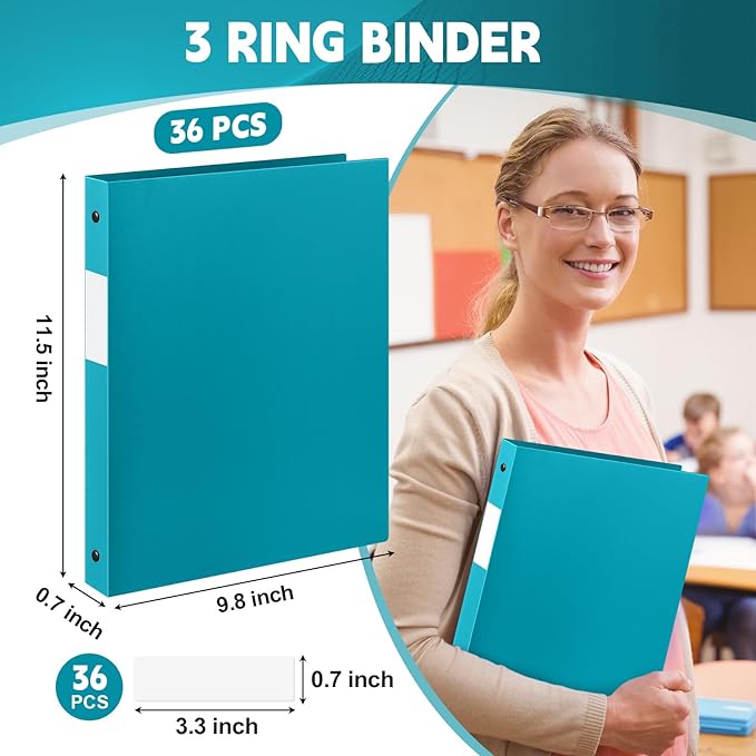 Henoyso 36 Pcs 3 Ring Binder 0.5 Inch Round Fits Letter Size 8.5'' x 11'' Paper - Image 2