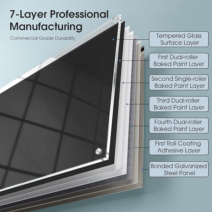 MaxGear Glass Whiteboard Wall Mounted, Frameless Magnetic Dry Erase Board - Image 9