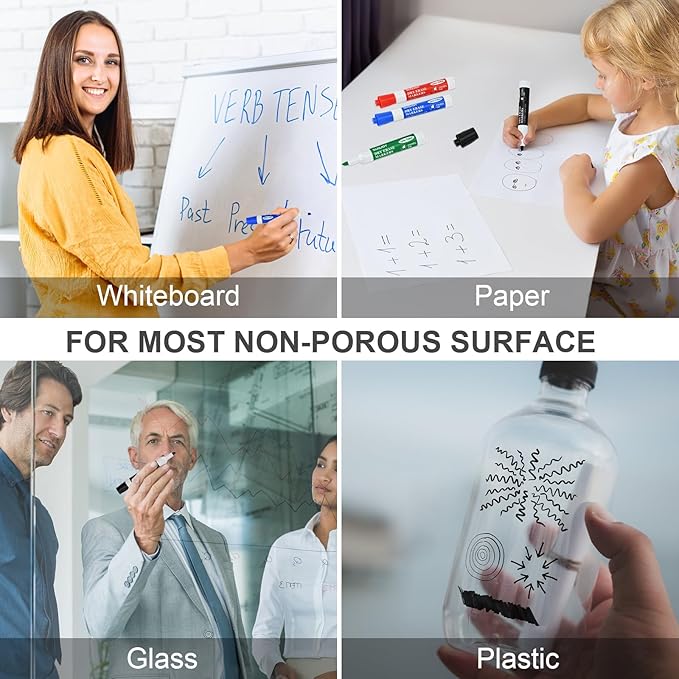 SUQJOY Dry Erase Markers, Chisel Tip Whiteboard Markers, Low Odor Thick Dry - Image 6