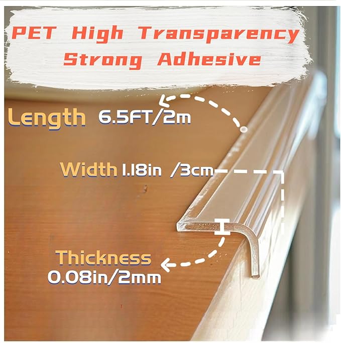 AYHOUKG Clear Edge Protector 1.18in widthx6.5ft Length Self-Adhesive Furniture - Image 2