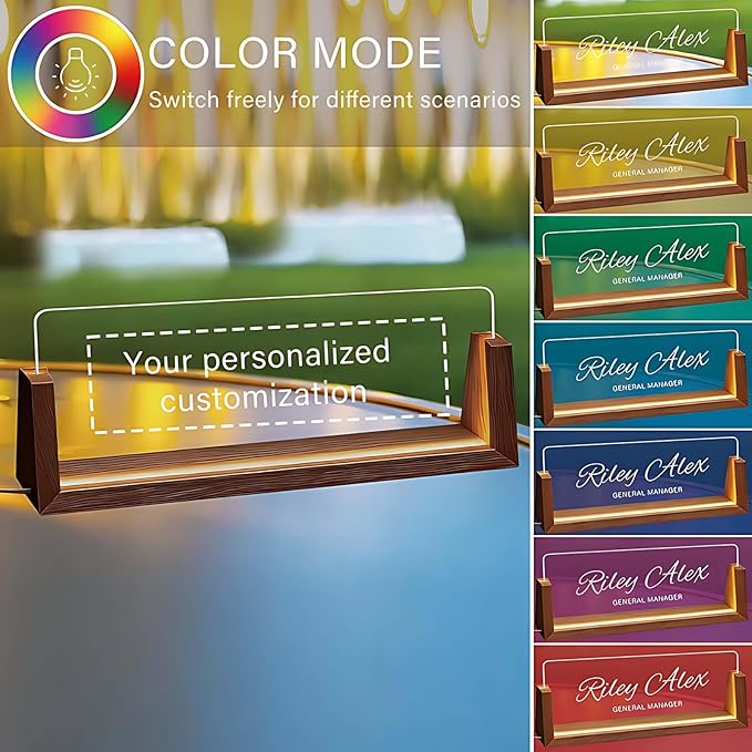 Custom Name Plate for Desk, Personalized Light Up Acrylic Desk Name Plate - Image 5