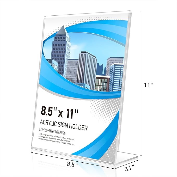 Eocnrhe Acrylic Sign Holder 8.5 x 11 12 Pack, Double-Sided Clear Sign Holder - Image 3