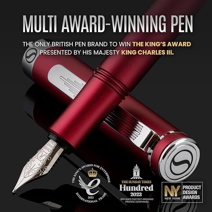 Scriveiner Luxury EDC Fountain Pen, Matt Red Pocket EDC - Image 2