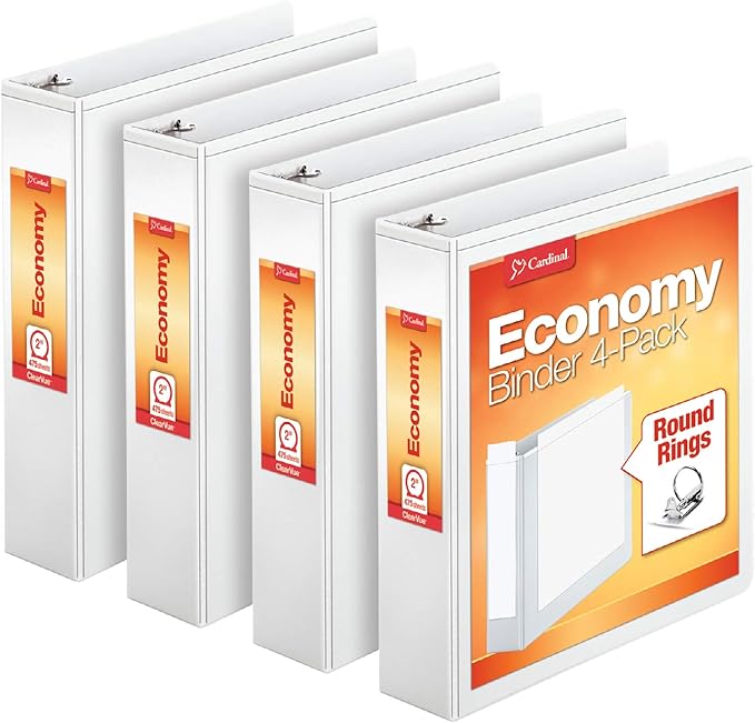 Cardinal Economy 3 Ring Binder, 2 Inch, Presentation View, Round Ring, 4 Pack & - Image 2