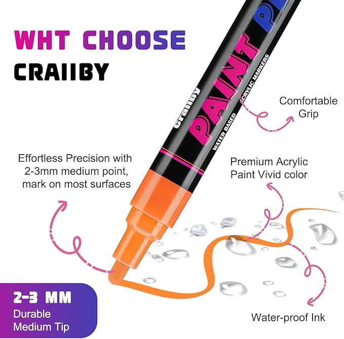 Craiiby Purple Paint Pens Paint Markers - Image 2