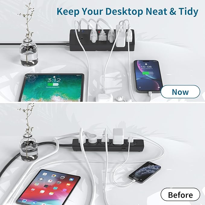 Desk Clamp Power Strip 2 USB C Desktop Mount Outlet Charging Station, 10FT - Image 4