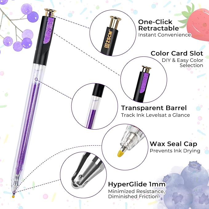 ZSCM Retractable Gel Pen For Adult Coloring, 60 Colors Large Capacity - Image 2
