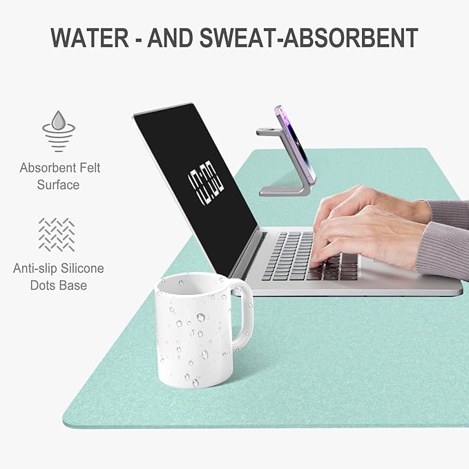 Auhoahsil Felt Desk Mat, Minimalist Large Mouse Pad XXL 35.5 x 15.7 in - Image 5