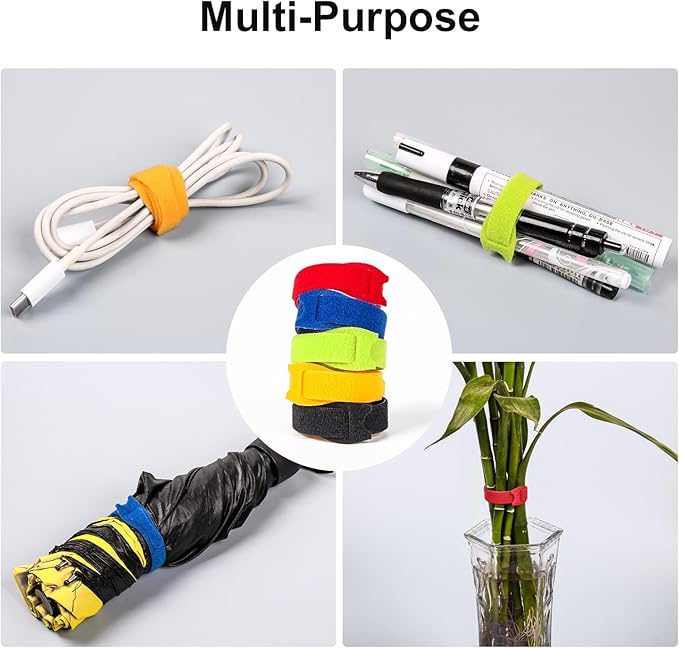 OneLeaf 110PCS Cord Organizer 8 × 1/2" Reusable Cable Ties - Image 6