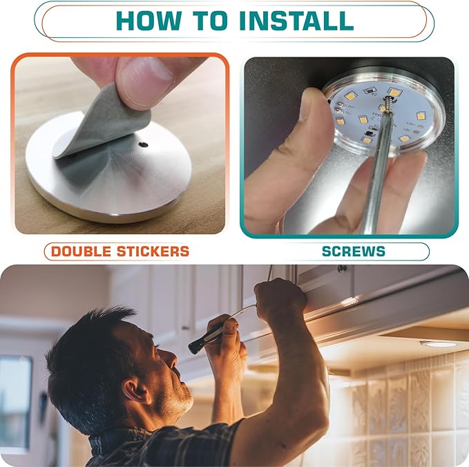 Lvyinyin Single LED Kitchen Under Cabinet Puck Light, 120V Direct Wall Plug in - Image 3