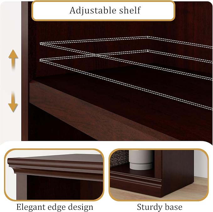 blini 5-Shelf Tall Bookcase Wooden Bookshelves 33in Wide Floor Standing Display - Image 3