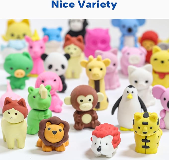 Gomimeor 35 Pcs Animal Erasers for Kids, Pencil Erasers Bulk, Cute Animal - Image 7