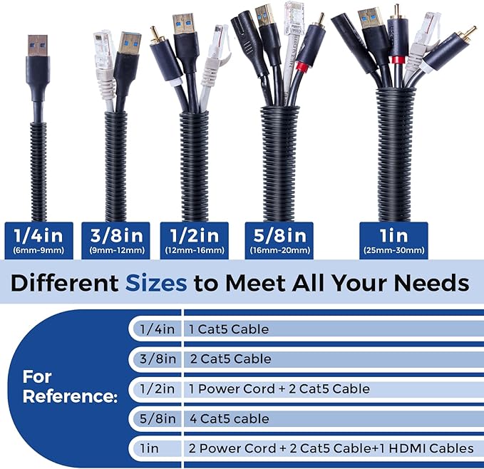 YCLYC 33ft 1/2inch Cable Management, Cable Sleeve Wire Wrap, Cord Wrap - Image 4