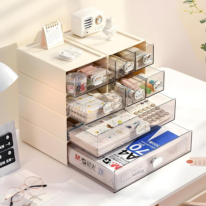 OSteed Spacious Desktop Storage Box, 1 Large Storage Drawer, Stackable Office - Image 2