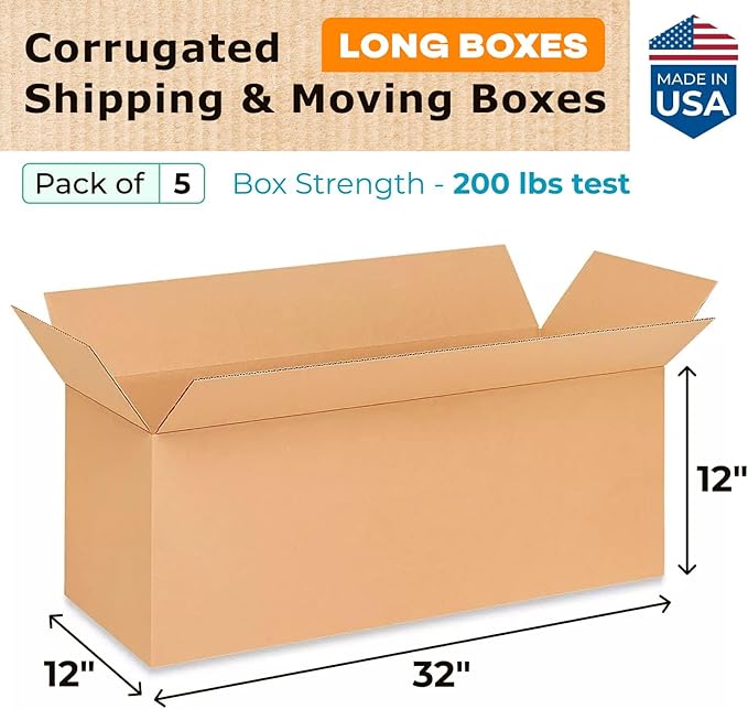Long Shipping & Moving Boxes 32 x 12 x 12 inches - Image 2